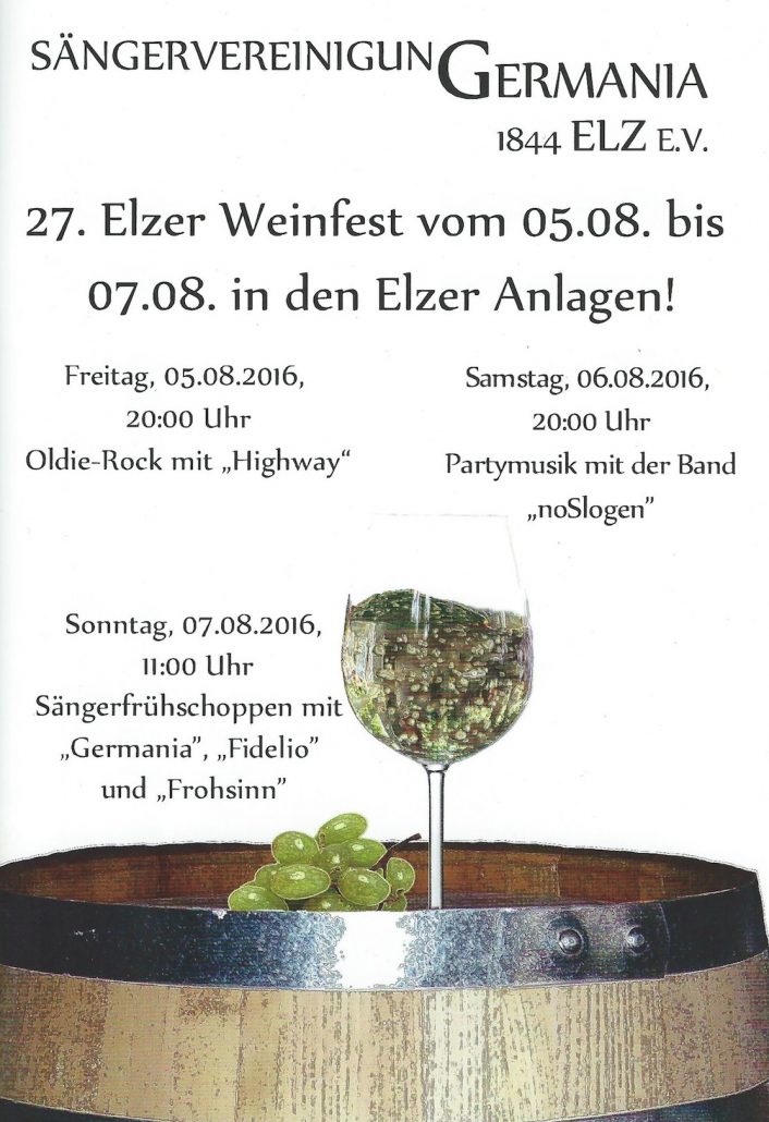 Das 27. Elzer Weinfest in den Anlagen steht an