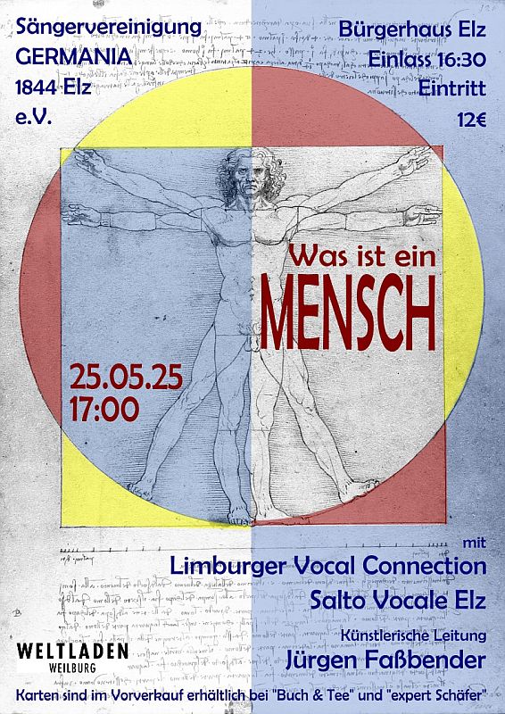 Jahreskonzert des gemischten Chors Salto Vocale: „Was ist ein Mensch?“ 