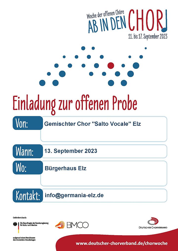 „Salto Vocale“ lädt Neueinsteiger zur Probe ein